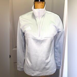 Adidas Aeroready Women's Fleece Lined 1/4 Zip Pullover Golf Shirt Light Gray Med
